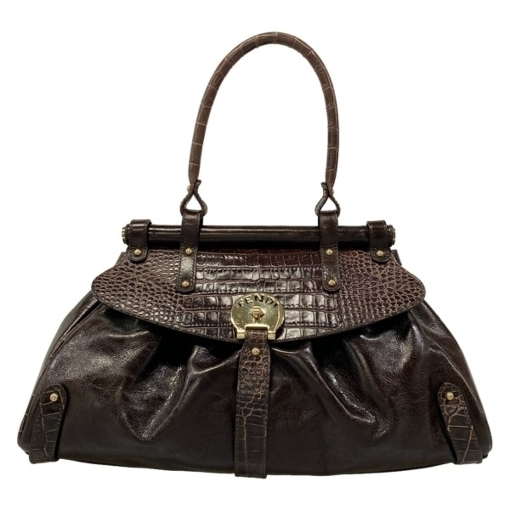 Fendi handbag Borsa Magic leather dark brown bag